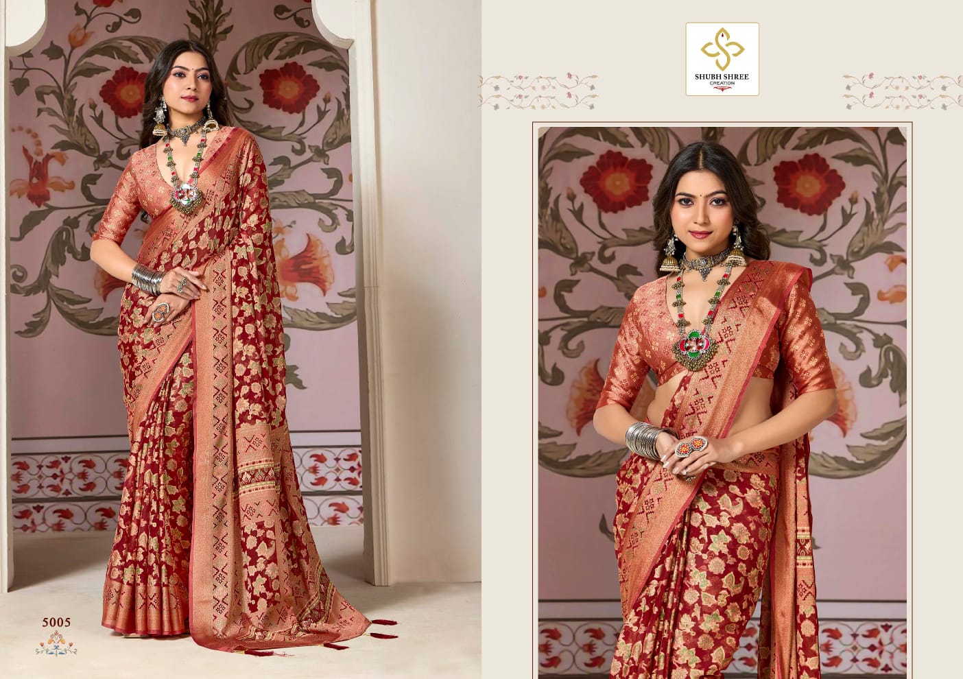 Shagun 5 By Shubh Shree Dull Moss Brasso Designer Saree Exporters In India